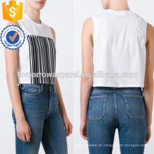 Venda quente Sem Mangas Branco E Preto Listrado Algodão Tanque Verão Fabricação Atacado Moda Feminina Vestuário (TA0055T)